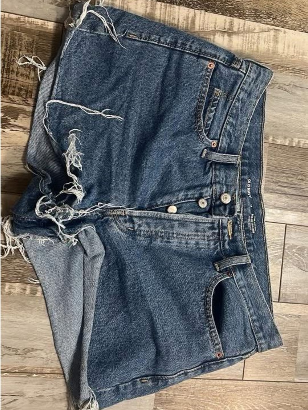 Old Navy Distressed Dark Blue Jean Shorts
